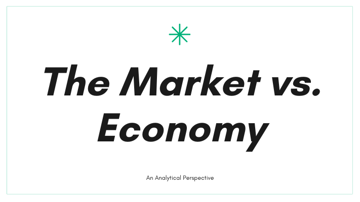 Thrive Magazine editorial hero contrasting financial markets with the real economy.