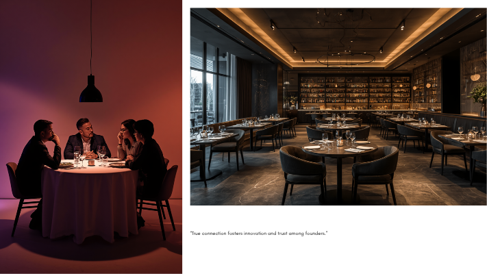 Thrive Magazine editorial hero showing founders in a small premium roundtable conversation.